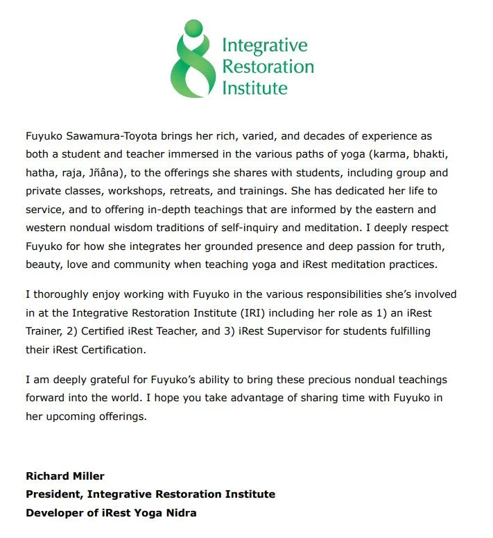 Fuyuko Endorsement from Richard Miller